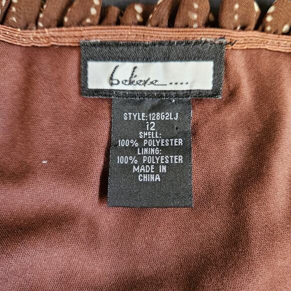 Believe Chiffon Brown Sleeveless Midi Dress Size 12 Casual Travel Wedding Guest - Picture 5 of 8